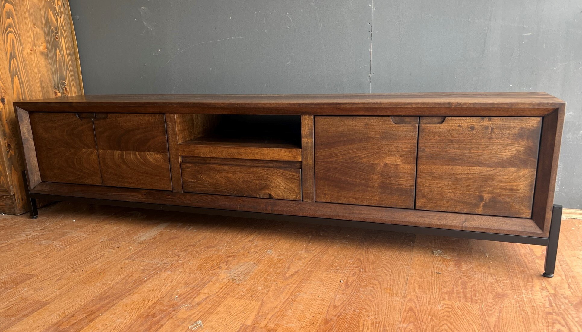 Walnut Modern Tv Stand / Modern Tv Unit / Custom Made Tv Stand Etsy