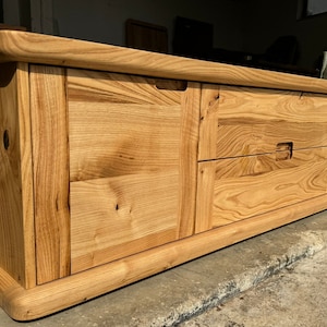 Chestnut Wood TV Stand – Handmade Solid Wood Media Console for Living Room