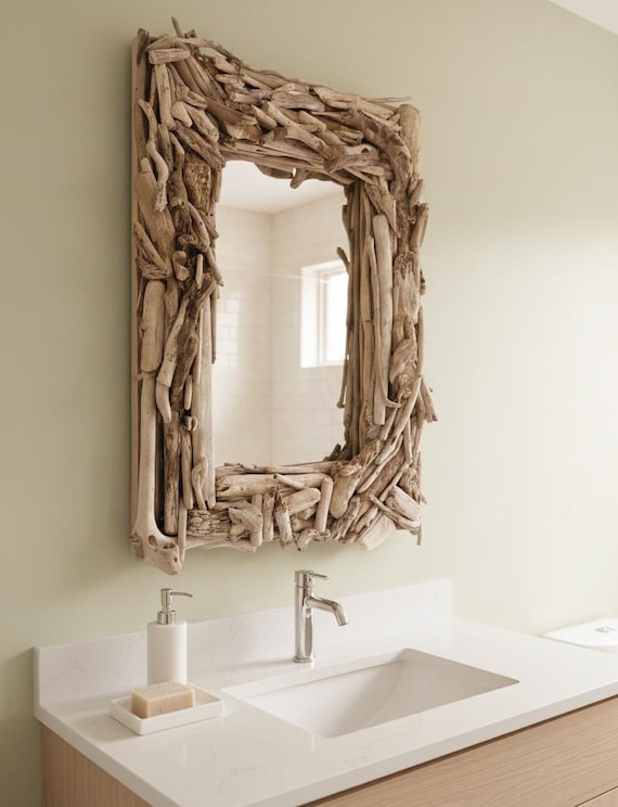 Handmade Driftwood Mirror: Natural Wood Wall Decor - Etsy