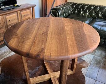 Handmade Round Walnut Dining Table – Solid Wood Kitchen & Dining Room Furniture