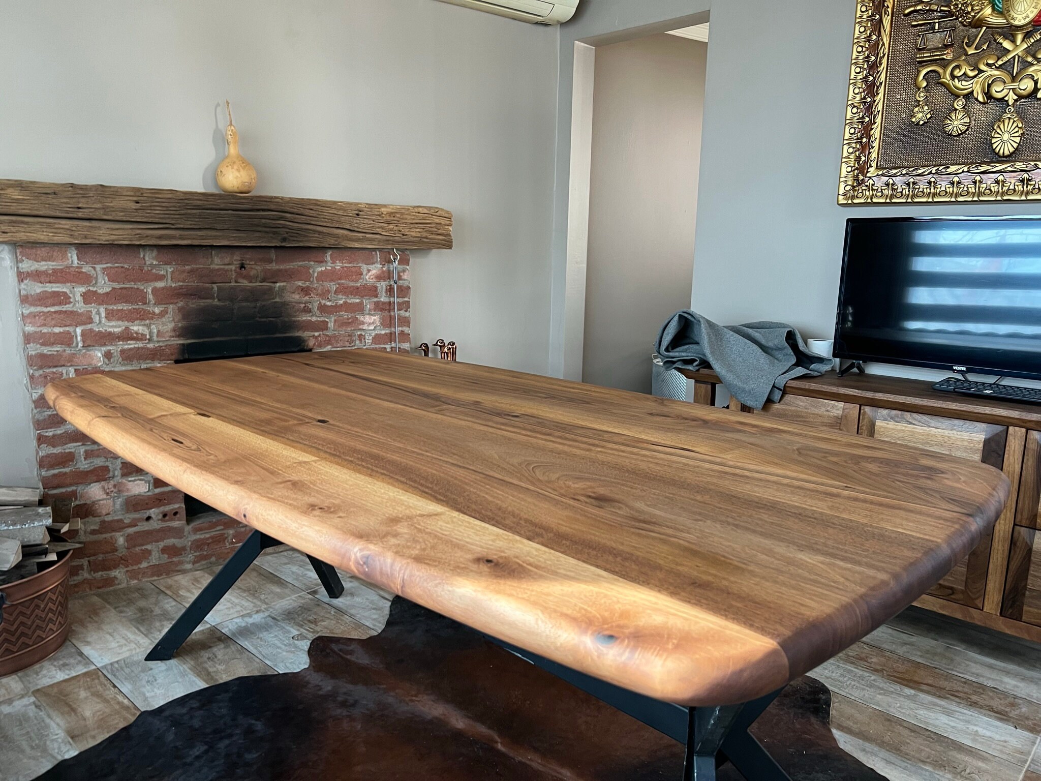 Oval Walnut Dining Table With Metal Legs Kitchen Table Solid - Etsy
