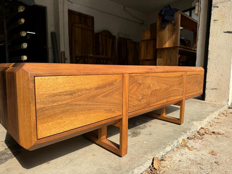 Wooden leg connection close-up, stable handcrafted joinery
