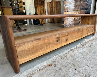 Handmade Walnut Solid Wood TV Console – Modern Rustic TV Unit – Custom Sizes Available