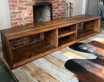 Handmade Rustic Oak Wood TV Stand - Modern Media Console