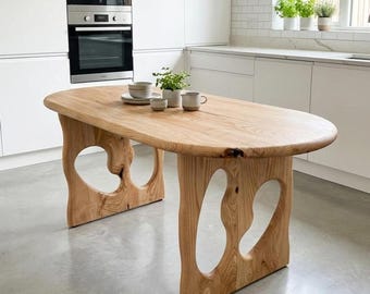 Solid Wood Dining Table with Modern Farmhouse Style