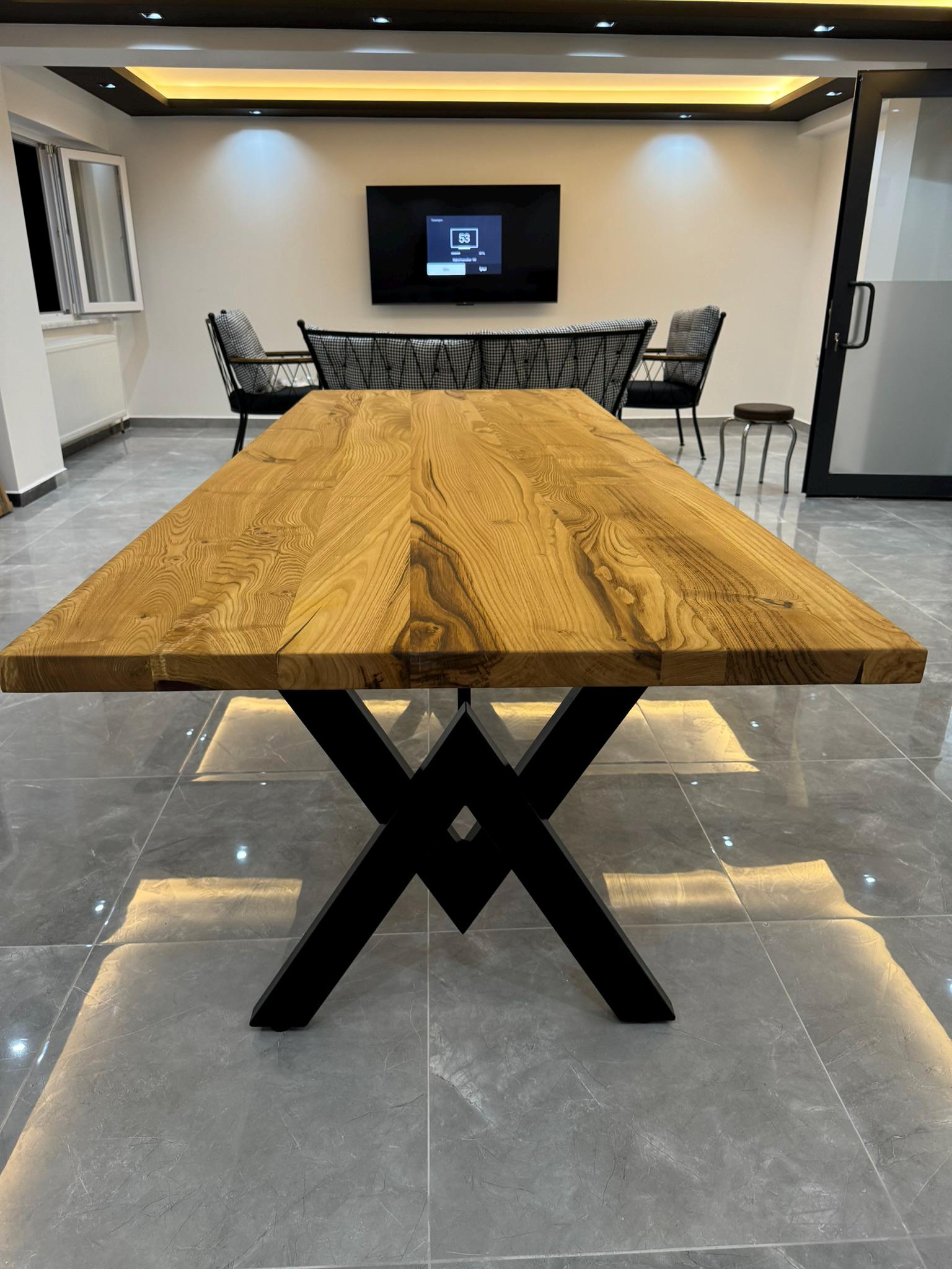 Handmade Solid Chestnut Dining Table: Rustic Farmhouse Style, Black ...