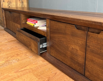 Handmade Dark Walnut Wood TV Stand – Modern & Durable