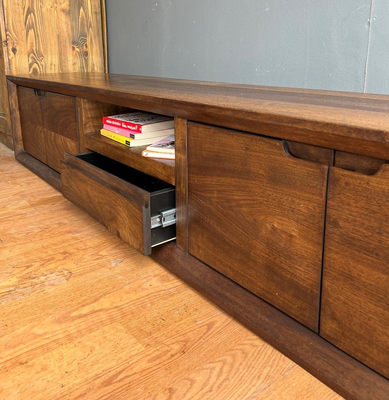 Walnut Modern Tv Stand / Modern Tv Unit / Custom Made Tv Stand Etsy