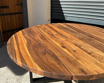 Round Walnut Dining Table- Kitchen Table / Farmhouse Dining Table / Mid Century Round Table / Large Solid Wood Dining Table/ Breakfast Table
