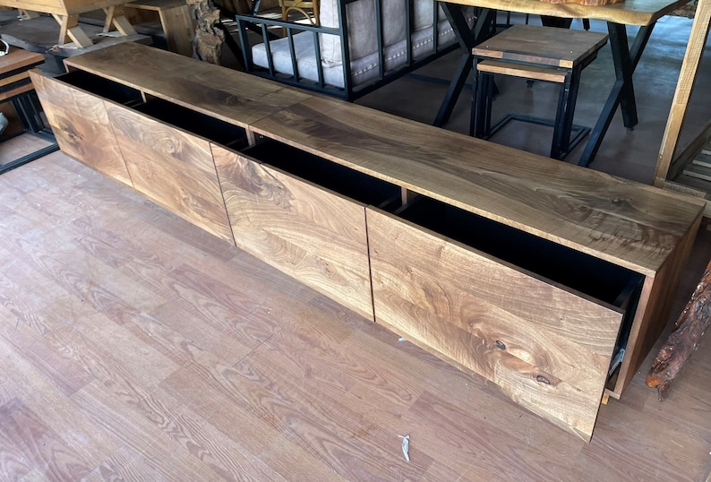 Solid Walnut Wood Tv Stand / Natural Wood Tv Stand / Modern Tv Etsy