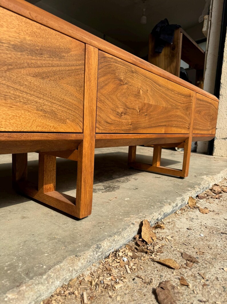 Push-to-open drawer detail, handle-free minimalist design
