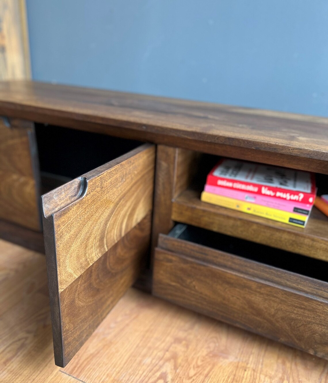 Walnut Modern Tv Stand / Modern Tv Unit / Custom Made Tv Stand Etsy UK
