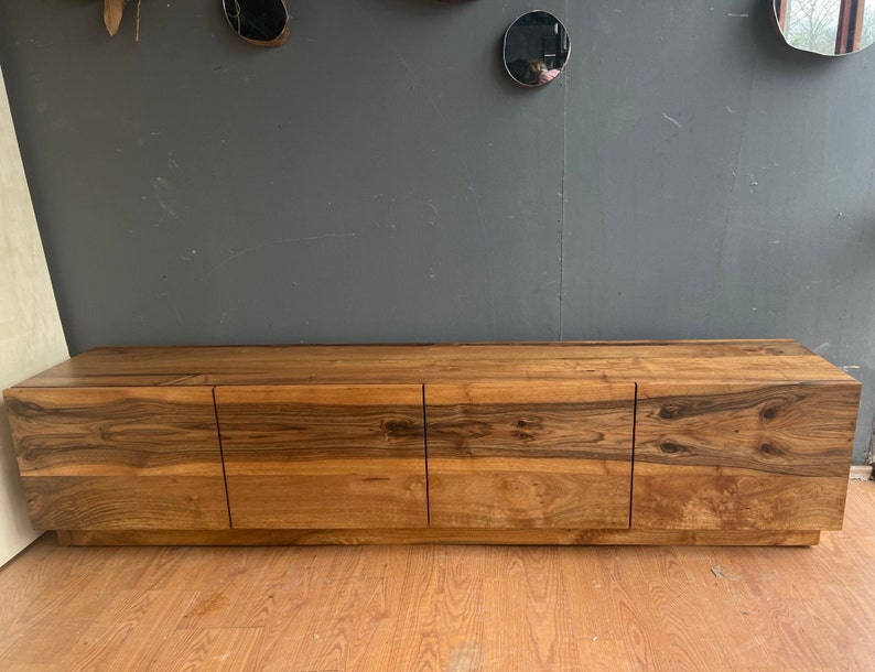 Solid Walnut Wood Tv Stand / Natural Wood Tv Stand / Modern Tv Etsy