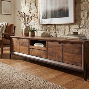 Handmade Dark Walnut Wood TV Stand – Modern & Durable