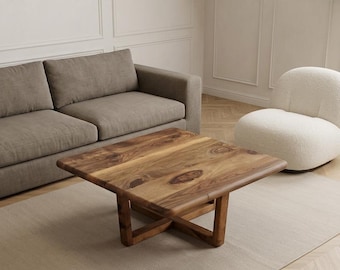 Solid Walnut Coffee Table, Handmade Natural Wood Living Room Furniture