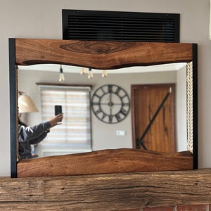 Walnut Wood Wooden Mirror / Modern Rectangular Wooden Mirror / Large Wooden Mirror / Wooden Vanity Mirror / Handmade Walnut Wooden Mirror