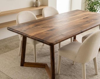 Solid Walnut Dining Table, Minimalist Wood Desk, Heirloom Furniture, Custom Size