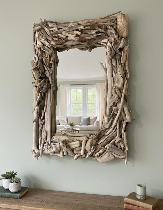 Handmade Driftwood Mirror: Natural Wood Wall Decor - Etsy