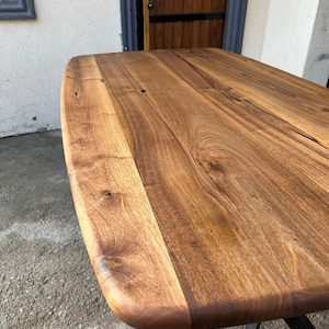 Oval Walnut Dining Table with Metal Legs – Modern Handmade Kitchen Furniture – Custom Size Available