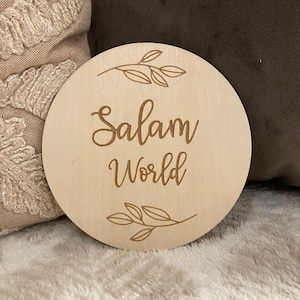 Salam World Babyaankondigingskaart - Islamitische aankomst voor pasgeborenen