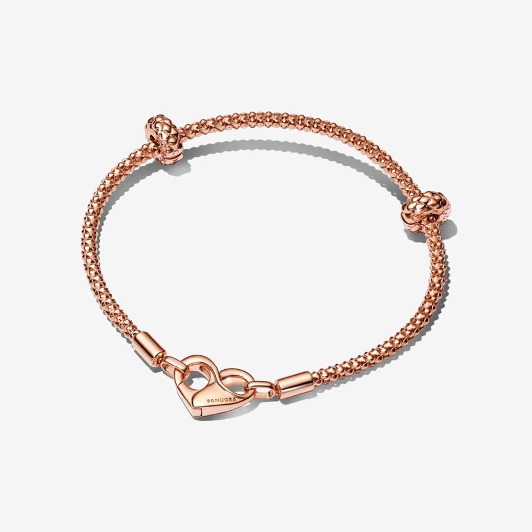 Pandora Moments Rose Gold Studded Charm Bracelet Set Etsy