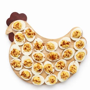 Chicken Shaped Wooden Deviled Egg Serving Plate