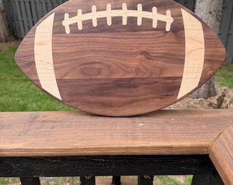 Football Shaped  Natural Hardwood Charcuterie Board, Cheese and Sausage Tray, Football Season Snack/Serving Tray 17.5"x10.5"