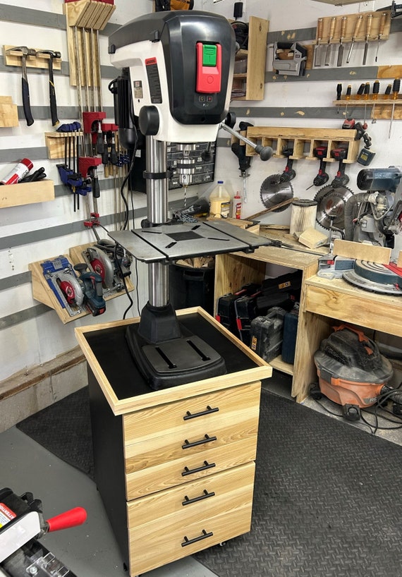 Drill press organizer shop