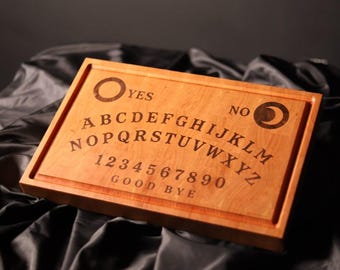 Wooden Ouija End Grain Cutting Board, Engraved Spirit Board Charcuterie Tray, Wooden Spirit Board Serving Platter, Gothic Kitchen Decor