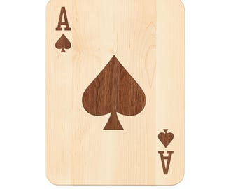Ace of Spades Serving Tray, Walnut/Maple Wood Charcuterie Board (10"x14")