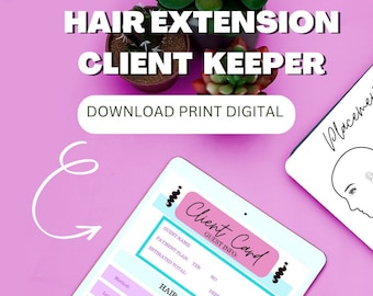 Hair Extension Client Info Tracker: Weft Placement, Color Formulas, Pricing - Stylist Essential! Printable New Client Forms, Salon tools