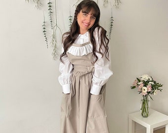 Victorian Style Apron (Light Gray)