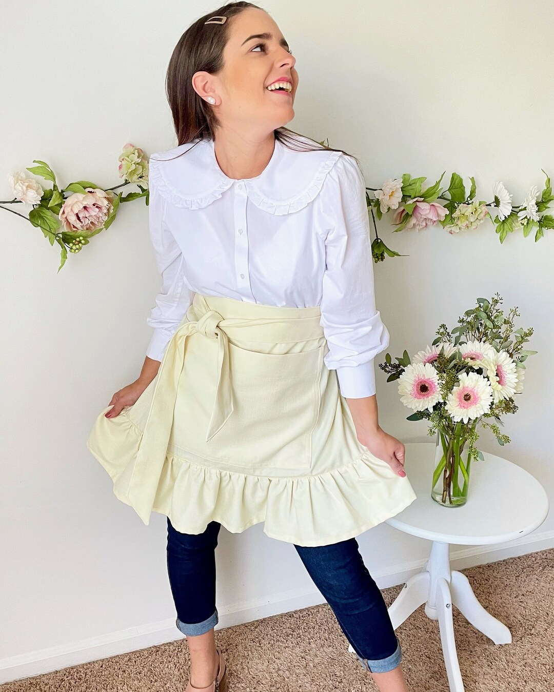 Half Apron With Ruffles (pastel Yellow) - Etsy
