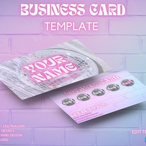 Disco Theme Business Card Template with Loyalty stamp feature! (Editable in Canva)
