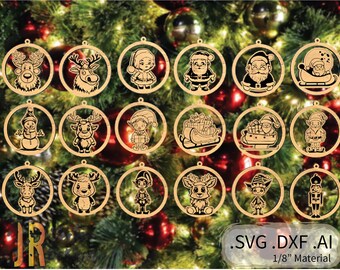 Cartoon Villager 18 Pack SVG DXF Laser Cutter Files for Glow forge Teddy Bear Reindeer Moose Cartoon Christmas Yuletide