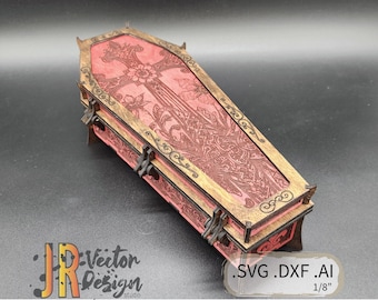 Coffin Box with Ornate Engravings SVG DXF AI
