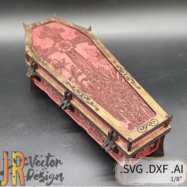 Coffin Box with Ornate Engravings SVG DXF AI