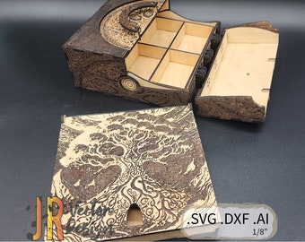 Elven Tree of Life Engraved Jewelry Box SVG DXF AI