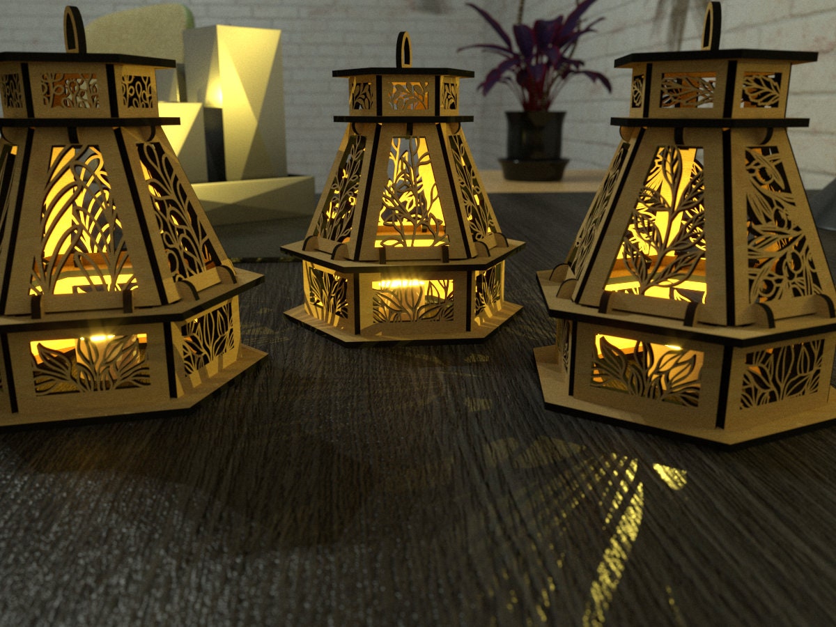 3 Pack Floral Lighthouse Votive Covers SVG Leaves Buds Oak Vine Etsy