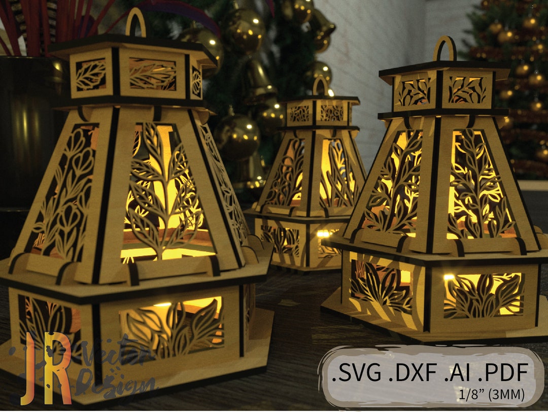 3 Pack Floral Lighthouse Votive Covers SVG Leaves Buds Oak Vine Etsy