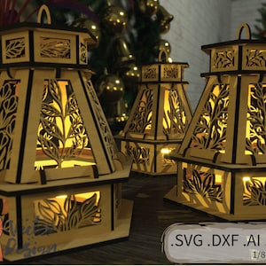 3 Pack Floral Lighthouse Votive Covers SVG Bladeren Knoppen Eiken Wijnstok