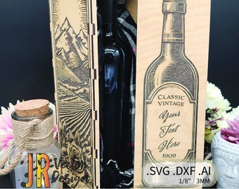 Wine Bottle Slider Gift Box SVG AI DXF
