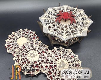 Spiderweb Coaster Set SVG DXF AI