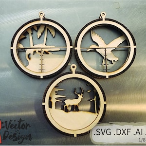 Jäger Ornament 13er Pack - SVG DXF Laser Glow Schmiede Vektor Wald Wild Zielfernrohr Feuerwaffe Buck Geweih