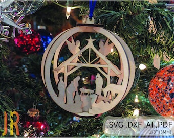 Christmas Ornament Nativity Scene SVG DXF Laser Shepard  Vector Jerusalem Christmas Cutting Nativity Camel Gift Baby Jesus Noel Bethlehem