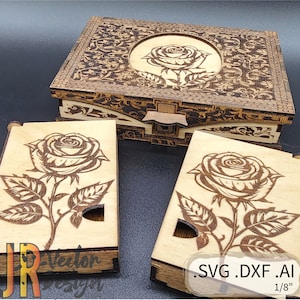 ローズスタイルのジュエリーボックス（インサート付き）SVG DXF AI