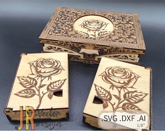 Rose Style Jewelry Box With Inserts SVG DXF AI