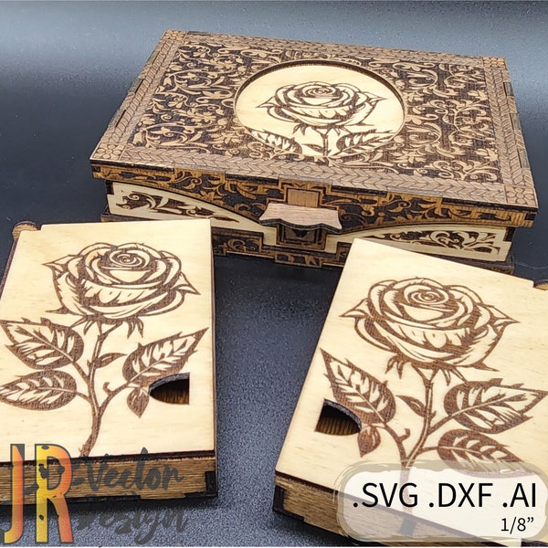 Rose Style Jewelry Box With Inserts SVG DXF AI