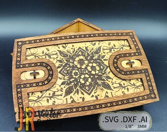 Floral Vines Clip Gift Box SVG AI DXF