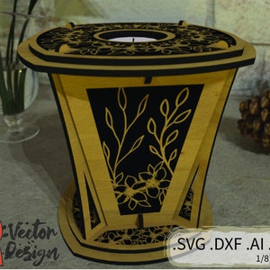 Votiefkaarsenhouder SVG DXF lasersnijder bloem gegraveerd 3D-model